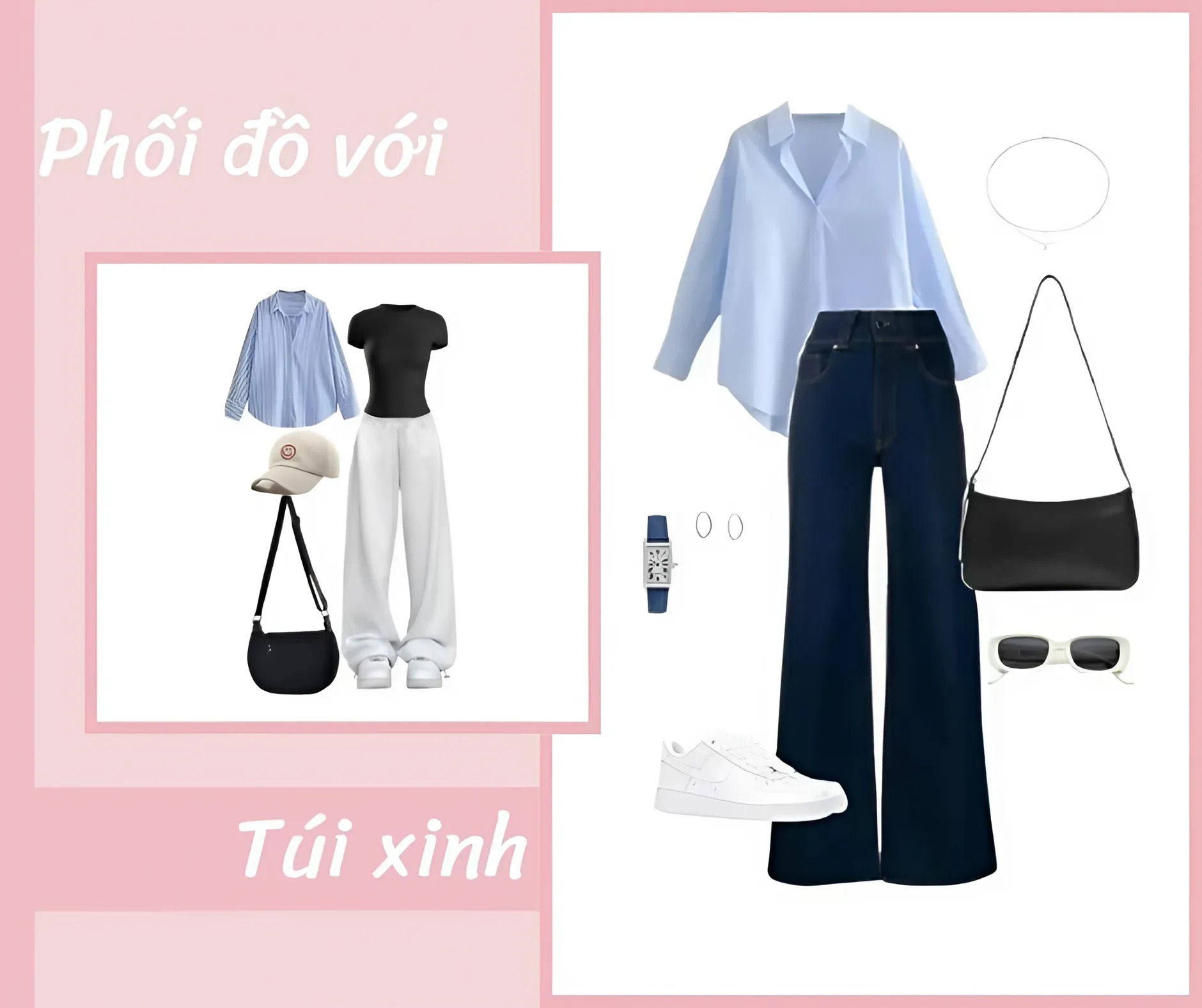 Phối đồ với túi xách phù hợp